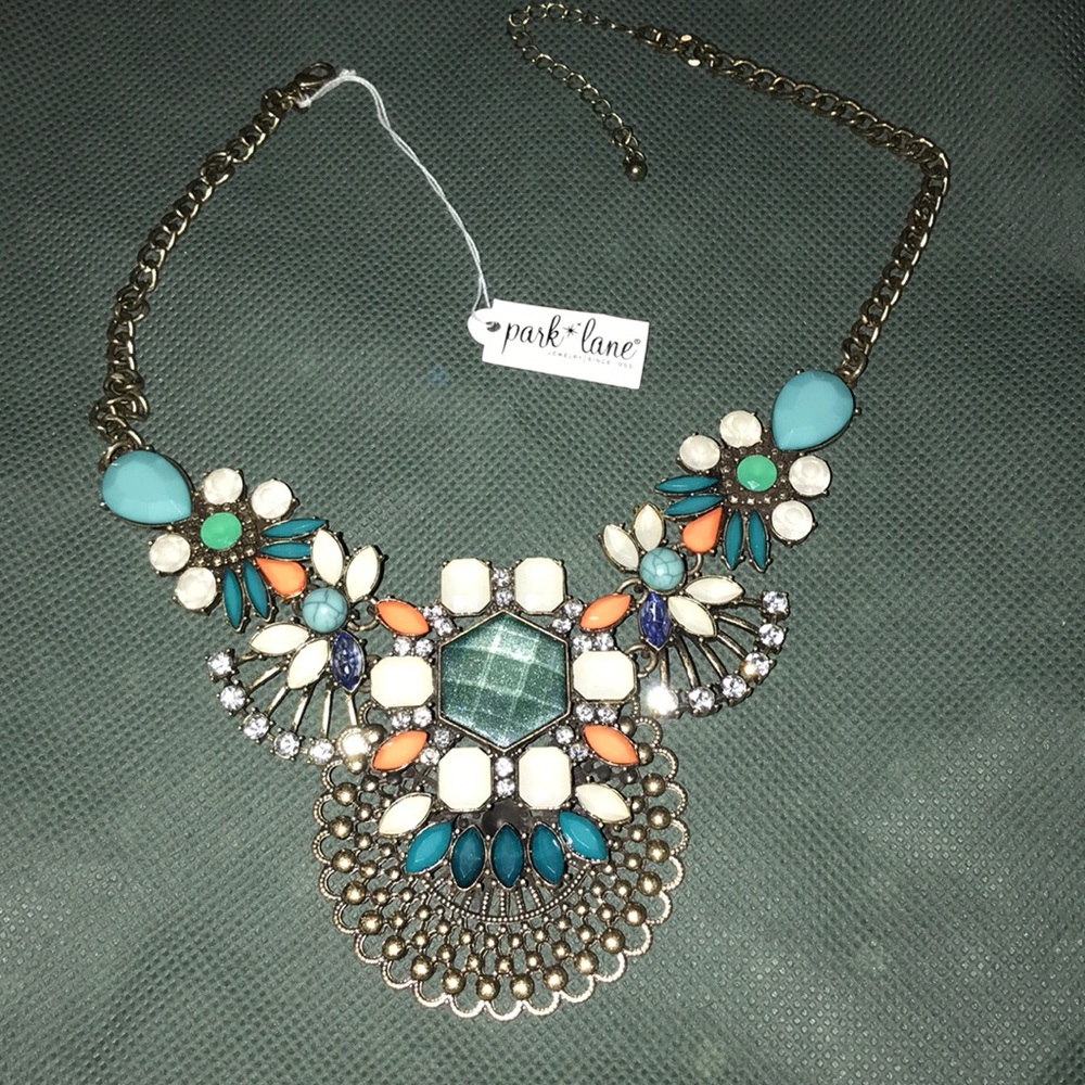 Park lane necklace, falls at clavicle.